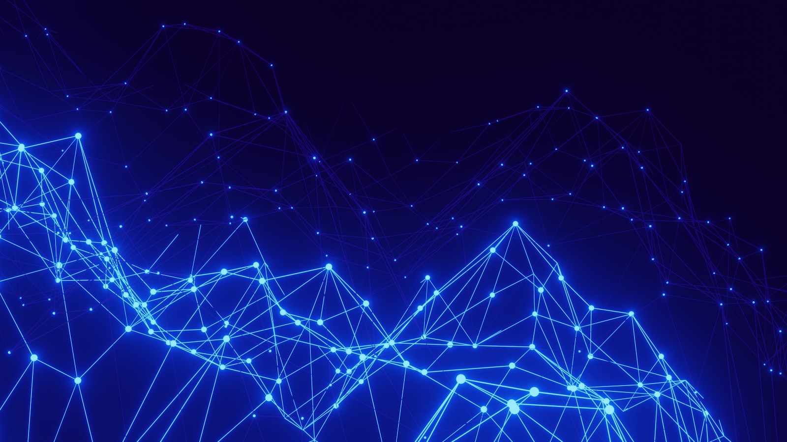 Abstraktes Netzwerk aus verbundenen Datenpunkten in Blautönen
